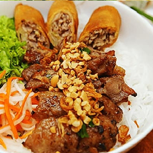 35. Grilled Pork Egg Rolls Noodle Bowl - Bún Heo Nướng, Chả Giò