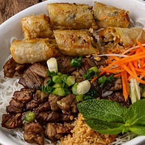 37. Grilled Beef Egg Rolls Noodle Bowl - Bún Bò Nướng, Chả Giò